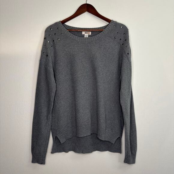 ROUTE 66 Size Large Dark Gray Knit Sweater with Studs - Picture 1 of 11